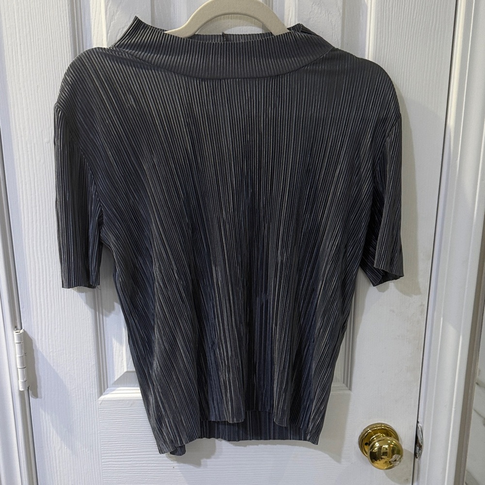 Zara Dark Gray Pleated Women's Blouse
